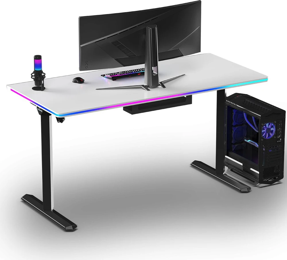 ULTRADESK QUEST žaidimų stalas, 140x70cm, 72-120cm, juoda-balta