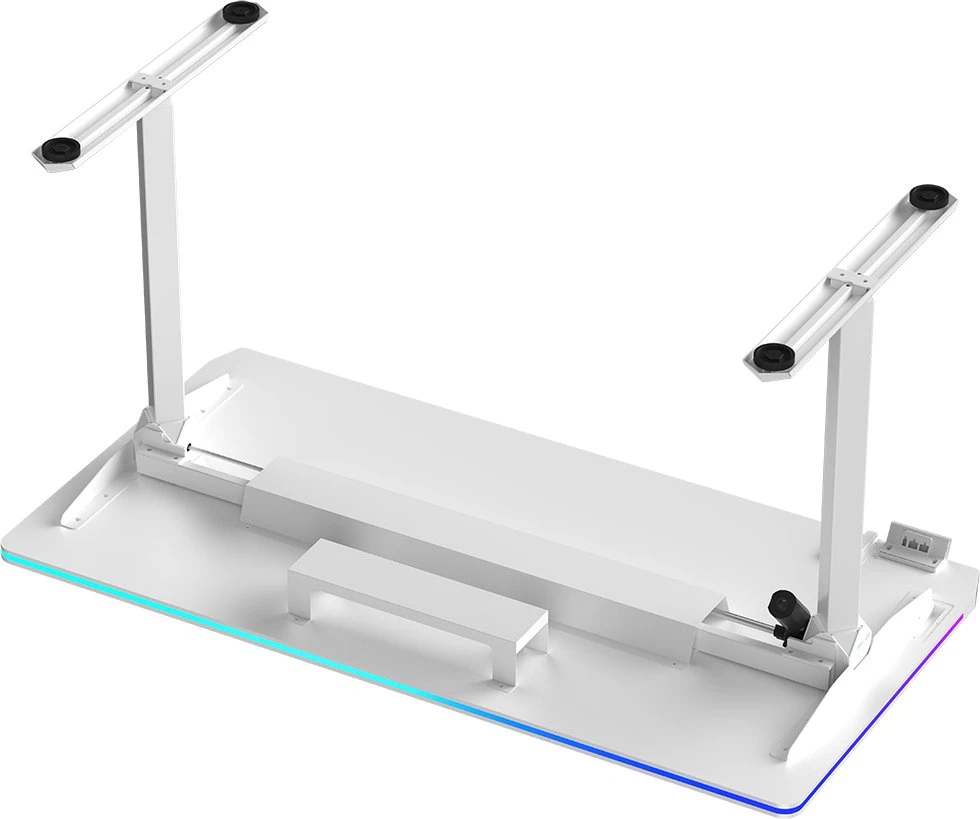 ULTRADESK Biurko dla gracza QUEST, 140x70cm, 72-120cm, balta-balta
