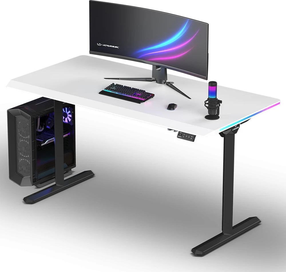 ULTRADESK QUEST žaidimų stalas, 140x70cm, 72-120cm, juoda-balta