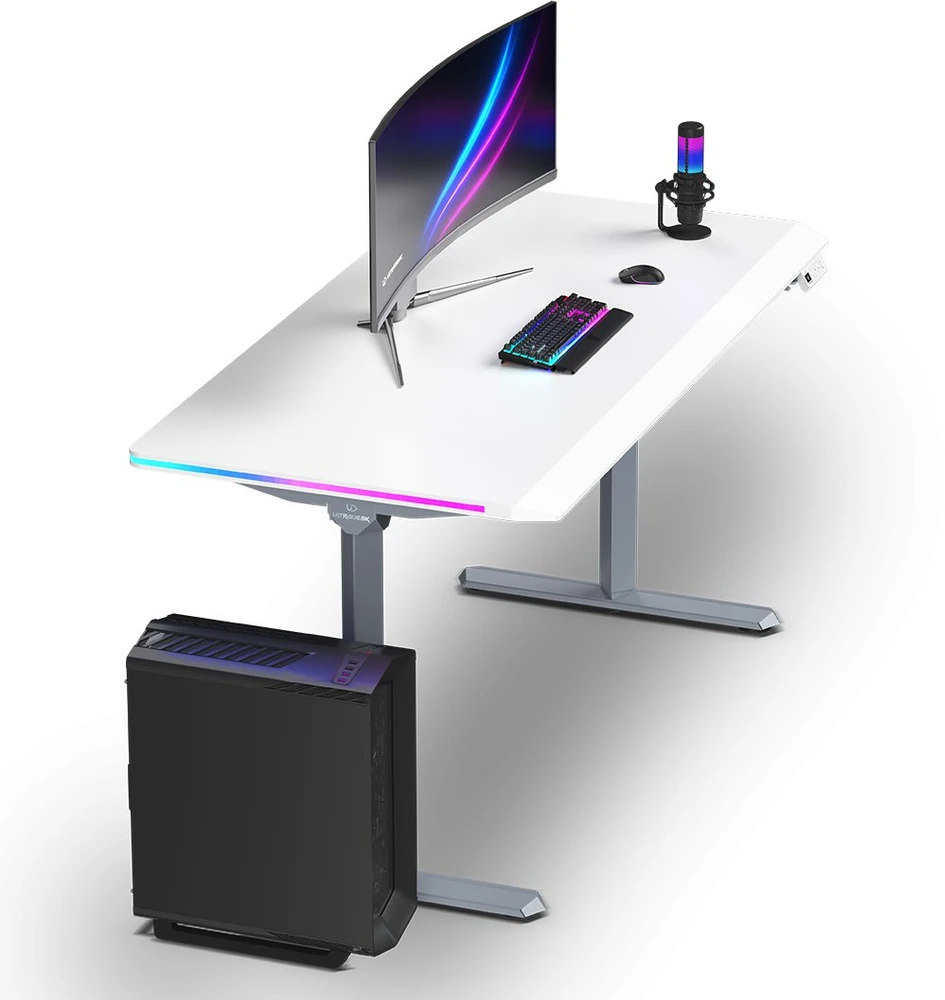 ULTRADESK QUEST žaidimų stalas, 140x70cm, 72-120cm, pilkai baltas