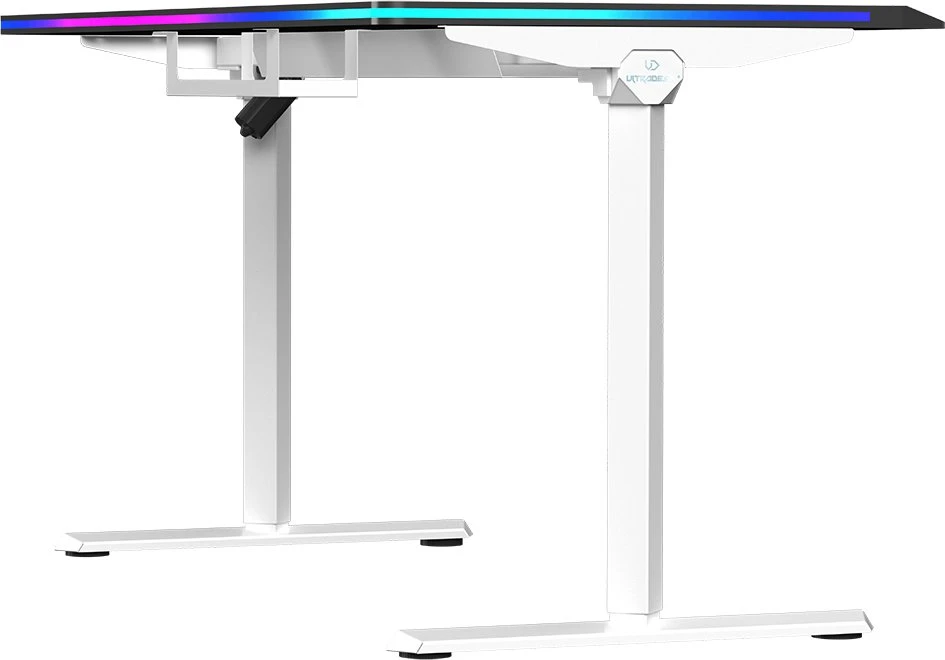 ULTRADESK Biurko dla gracza QUEST, 140x70cm, 72-120cm, baltai-juodas