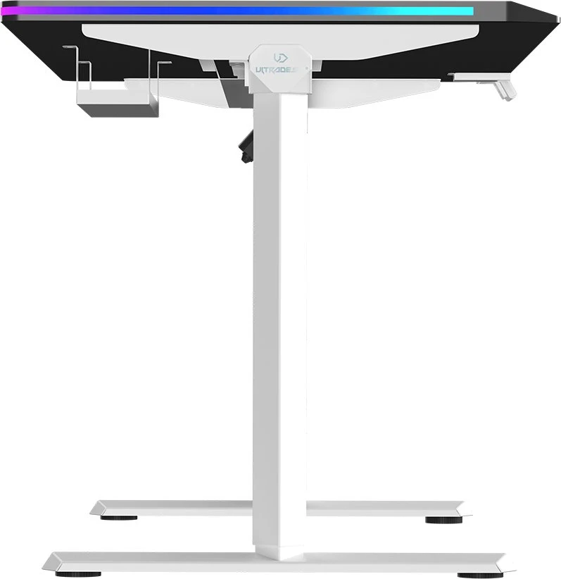 ULTRADESK Biurko dla gracza QUEST, 140x70cm, 72-120cm, baltai-juodas