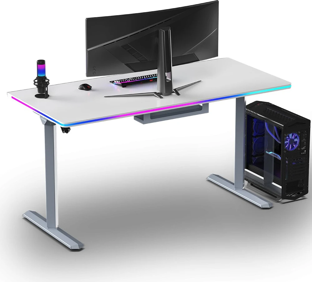 ULTRADESK QUEST žaidimų stalas, 140x70cm, 72-120cm, pilkai baltas