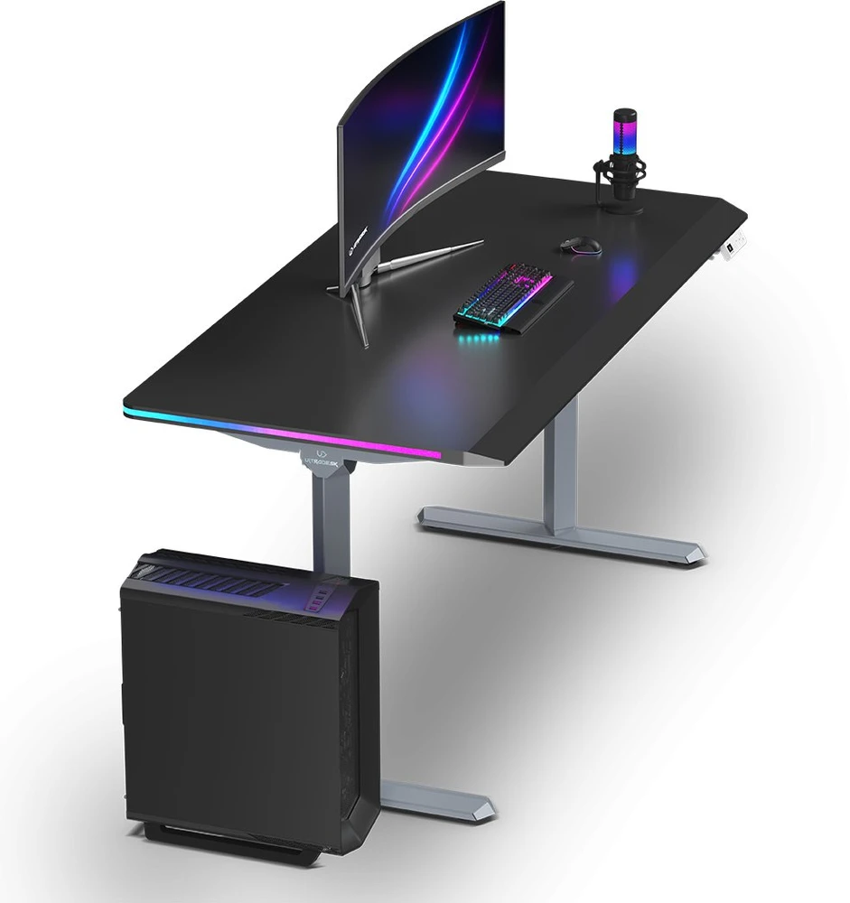 ULTRADESK QUEST žaidimų stalas, 140x70cm, 72-120cm, pilkai juodas