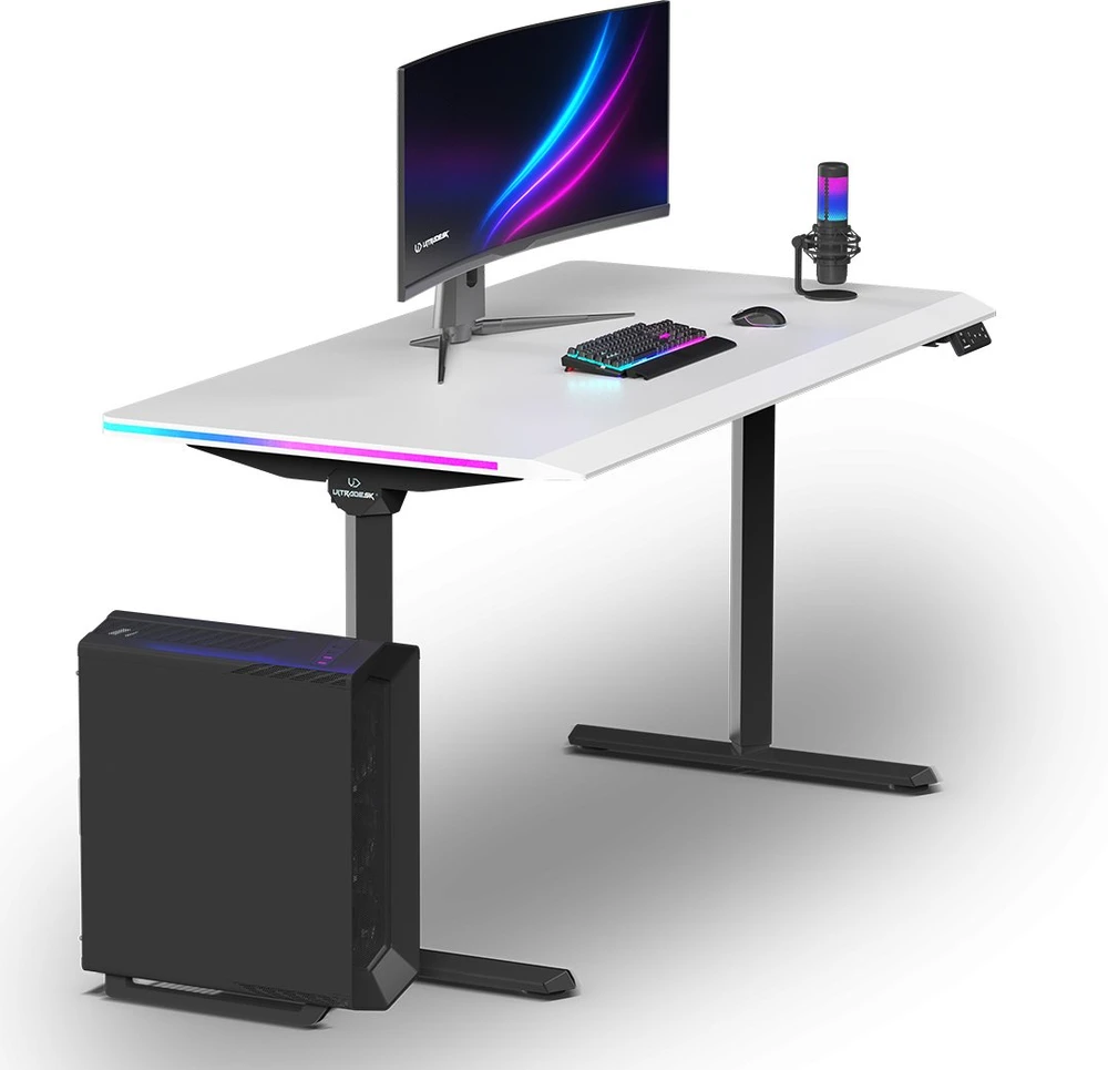 ULTRADESK QUEST žaidimų stalas, 140x70cm, 72-120cm, juoda-balta