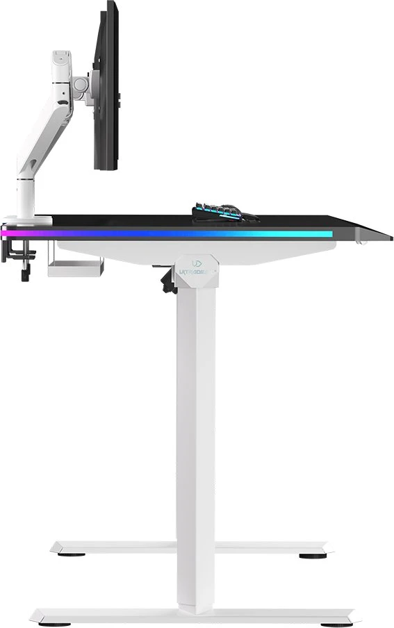 ULTRADESK Biurko dla gracza QUEST, 140x70cm, 72-120cm, baltai-juodas