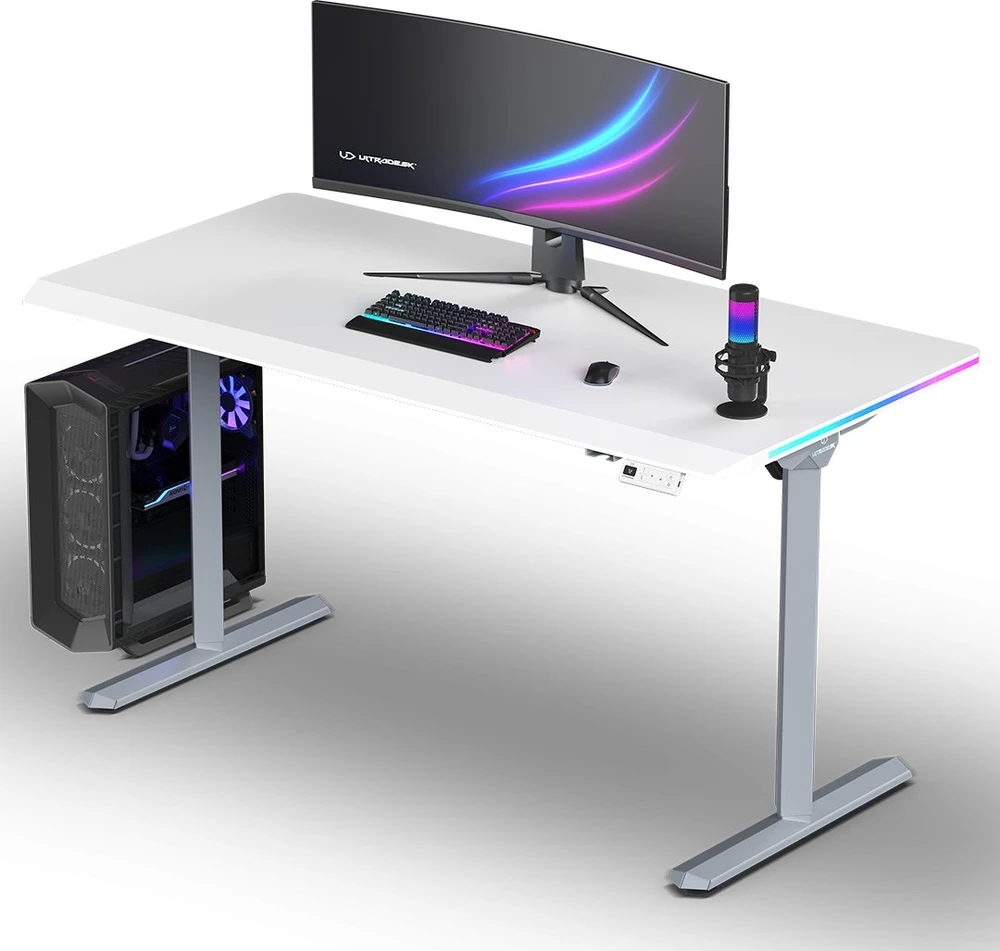 ULTRADESK QUEST žaidimų stalas, 140x70cm, 72-120cm, pilkai baltas