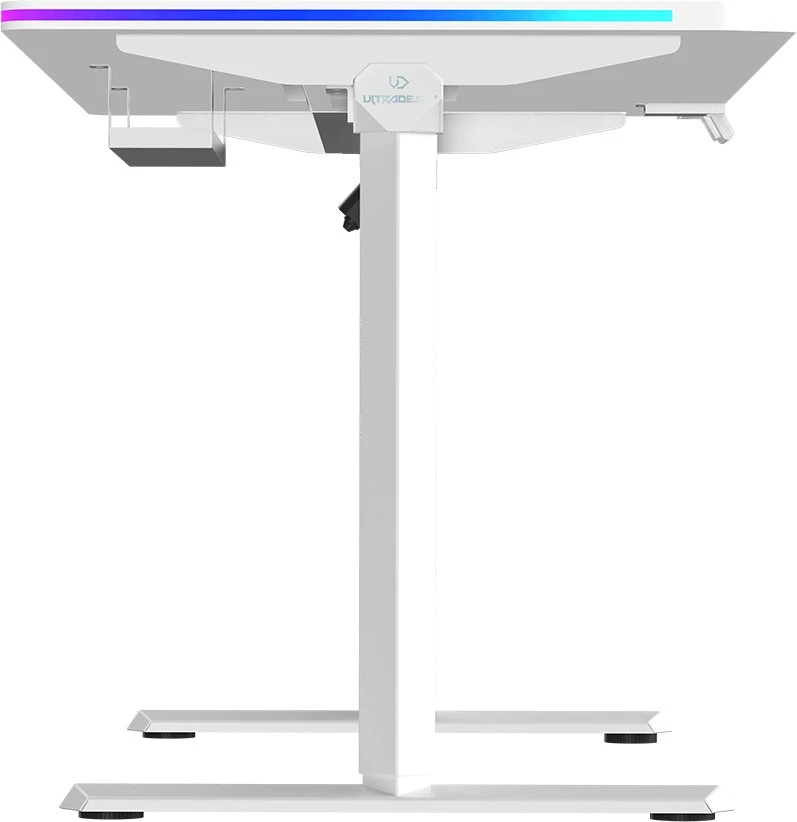 ULTRADESK Biurko dla gracza QUEST, 140x70cm, 72-120cm, balta-balta