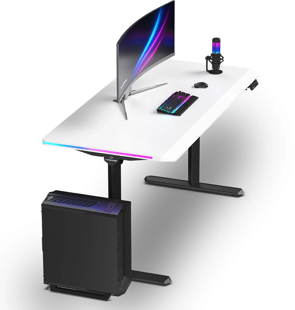 ULTRADESK QUEST žaidimų stalas, 140x70cm, 72-120cm, juoda-balta