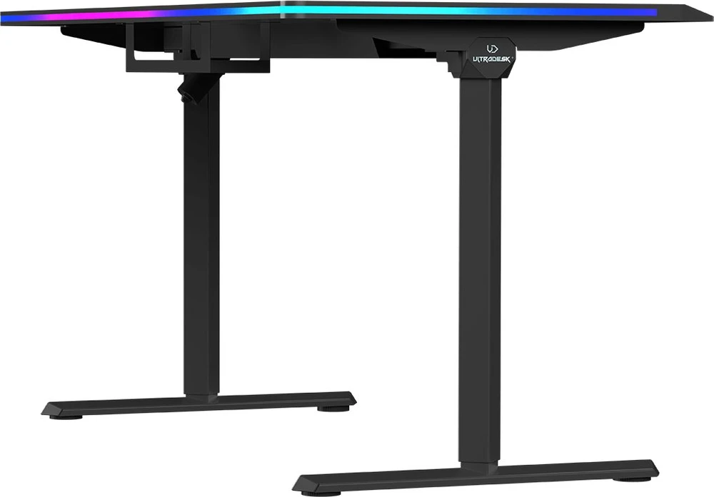 ULTRADESK Biurko dla gracza QUEST, 140x70cm, 72-120cm, juoda-juoda