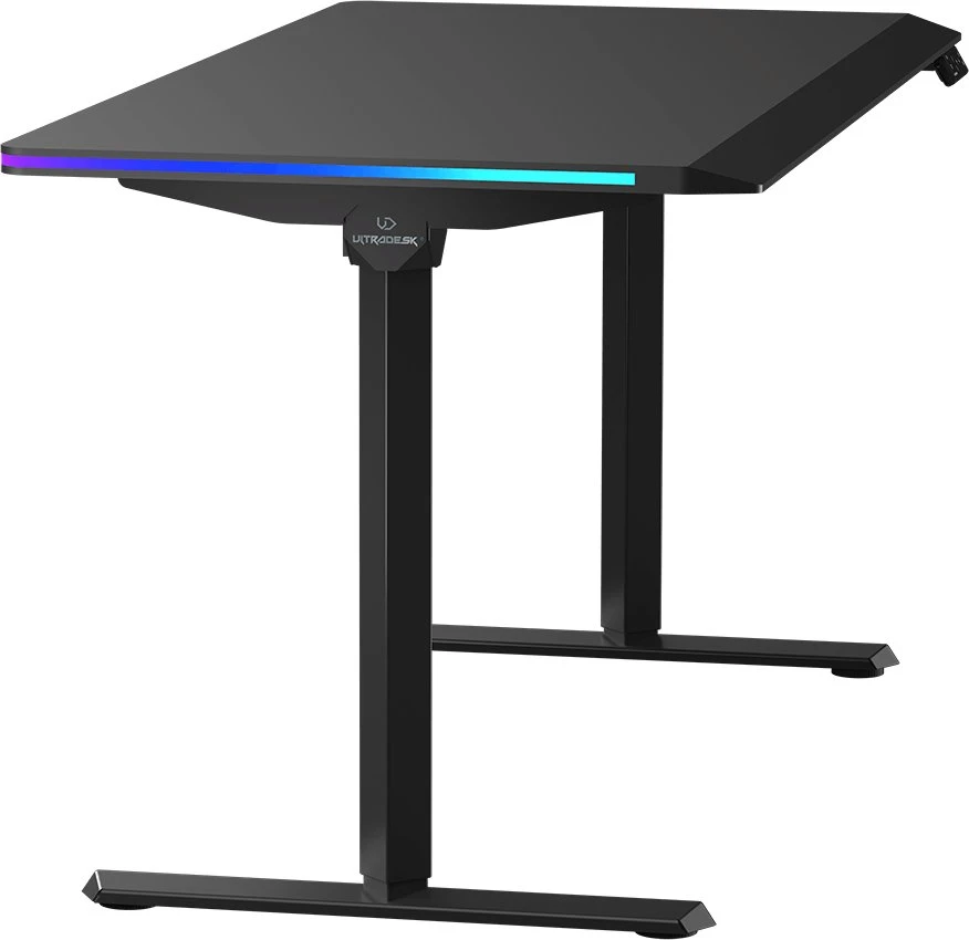 ULTRADESK Biurko dla gracza QUEST, 140x70cm, 72-120cm, juoda-juoda