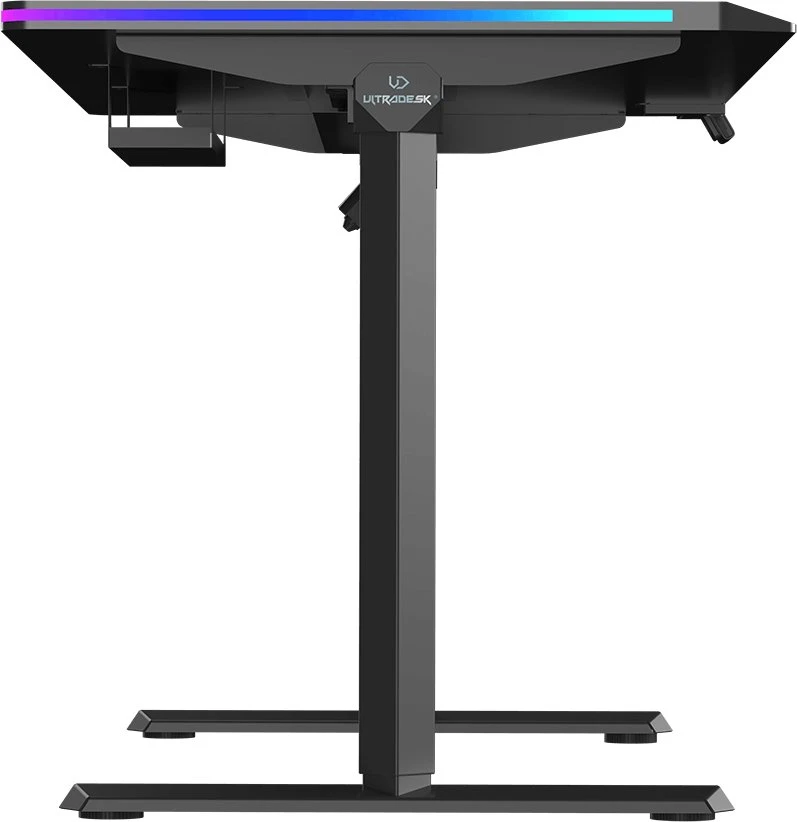 ULTRADESK Biurko dla gracza QUEST, 140x70cm, 72-120cm, juoda-juoda