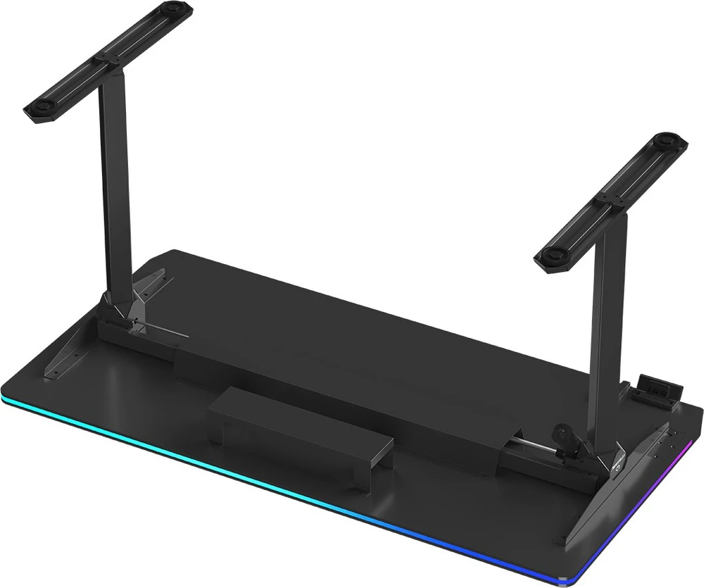 ULTRADESK Biurko dla gracza QUEST, 140x70cm, 72-120cm, juoda-juoda