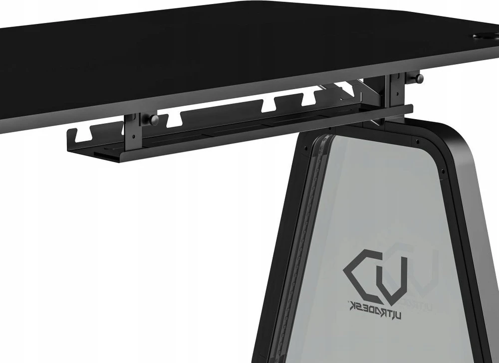 Žaidimų stalas Ultradesk Booster Gaming Desk, Glass LED RGB, Juodas