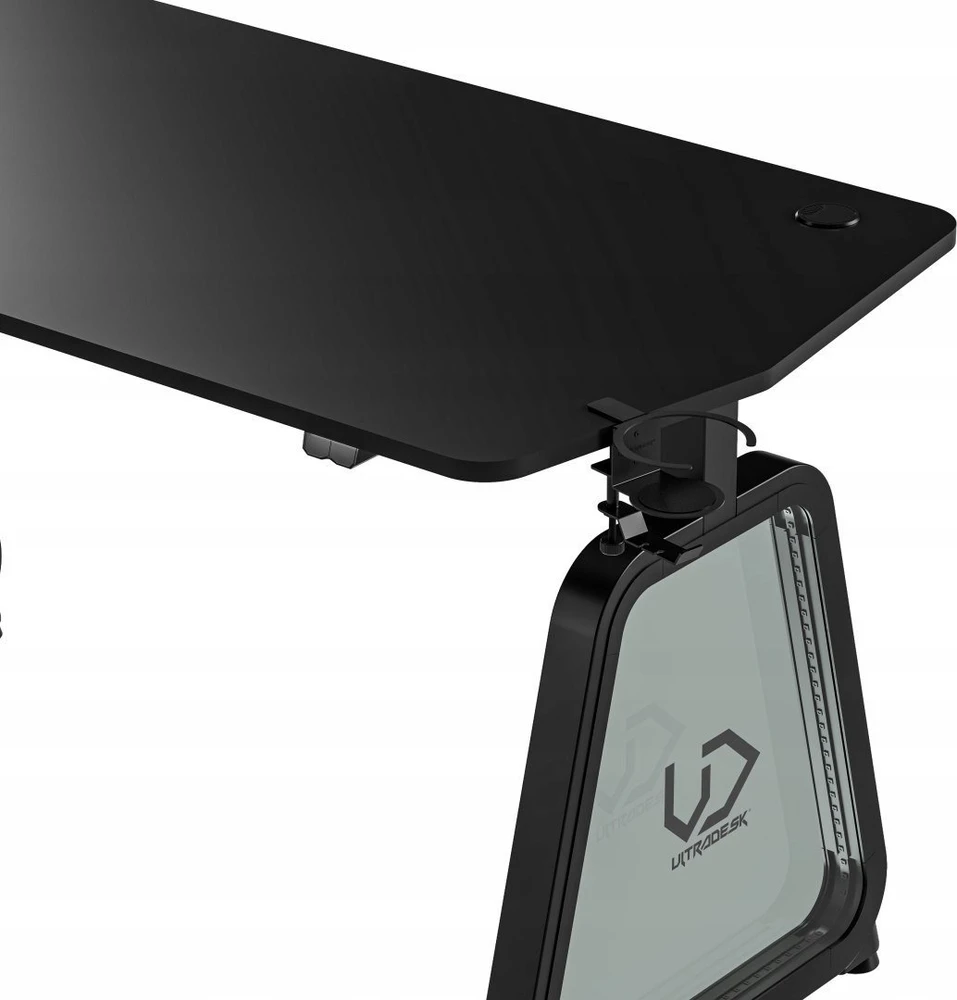 Žaidimų stalas Ultradesk Booster Gaming Desk, Glass LED RGB, Juodas