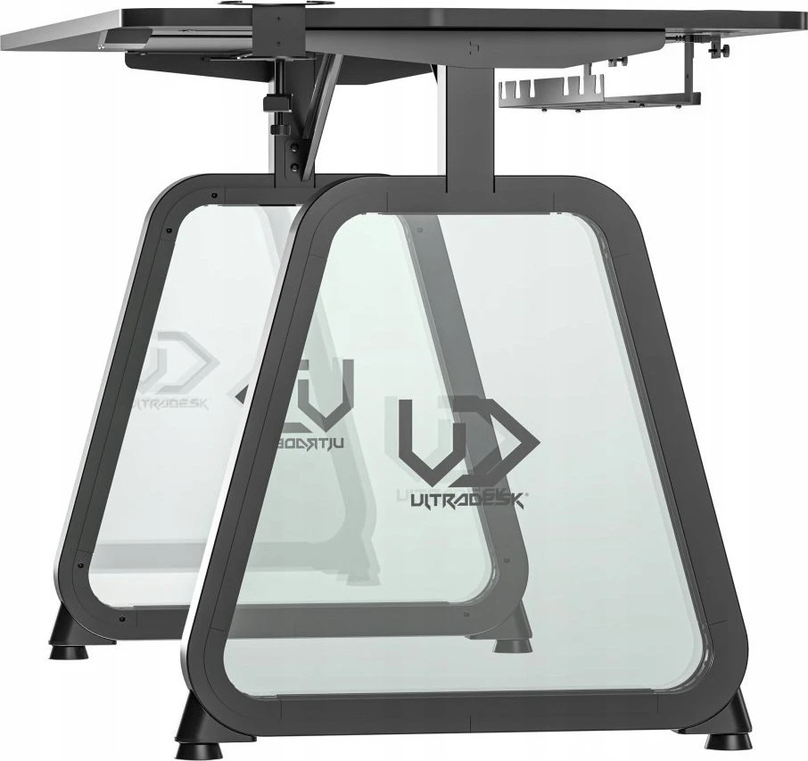 Žaidimų stalas Ultradesk Booster Gaming Desk, Glass LED RGB, Juodas