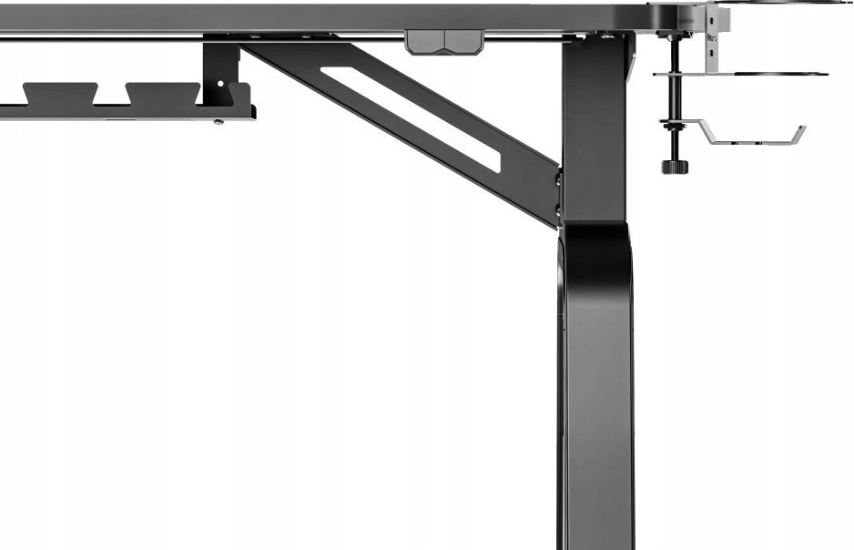 Žaidimų stalas Ultradesk Booster Gaming Desk, Glass LED RGB, Juodas