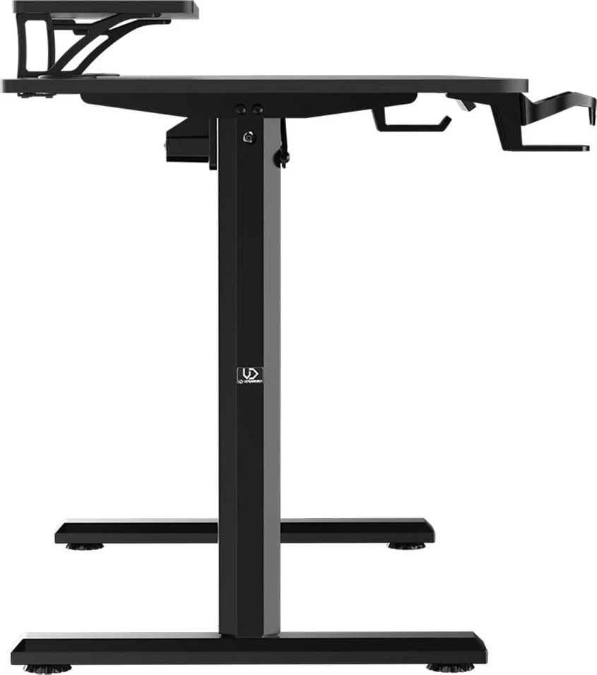 ULTRADESK HIGHLANDER Juodas Biurko su elektryczną regulacją aukščio su laikikliu ausinės i kable 120X60 cm, juoda