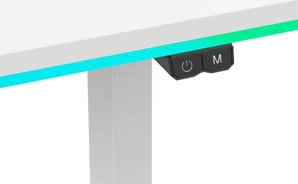 ULTRADESK IRON Baltas žaidimų stalas, 132,5x60,5 cm, 71-81 cm, mechaniškai reguliuojamas aukštis