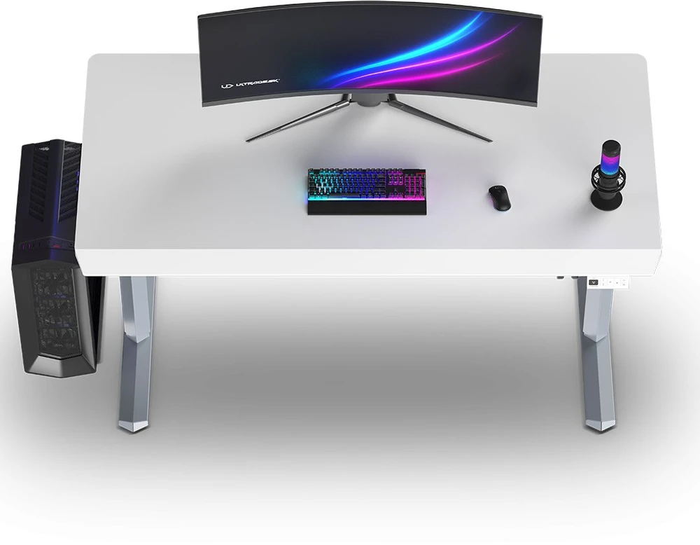 ULTRADESK QUEST žaidimų stalas, 140x70cm, 72-120cm, pilkai baltas