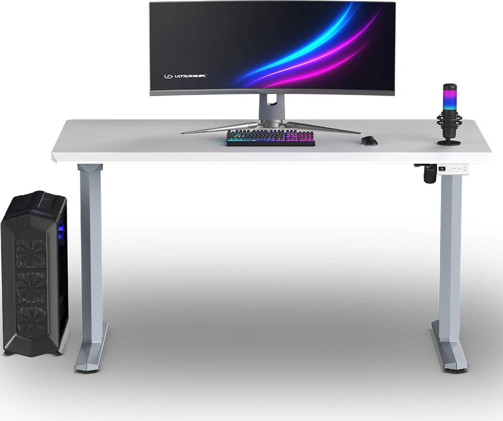 ULTRADESK QUEST žaidimų stalas, 140x70cm, 72-120cm, pilkai baltas