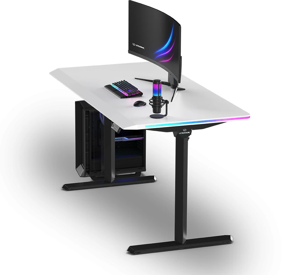 ULTRADESK QUEST žaidimų stalas, 140x70cm, 72-120cm, juoda-balta