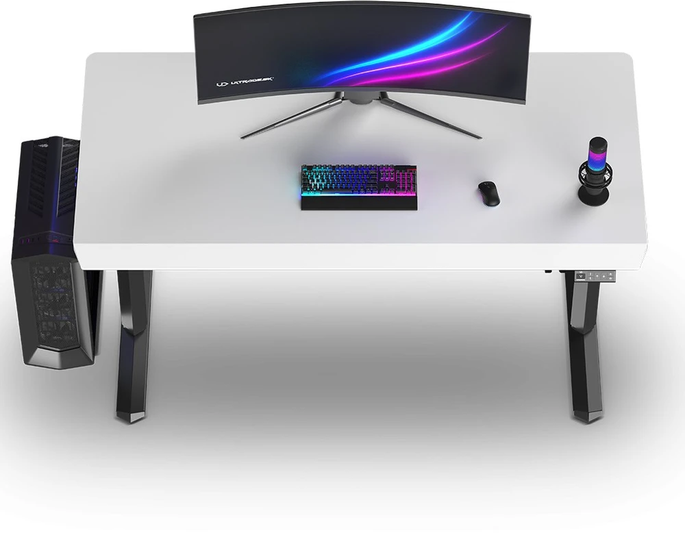 ULTRADESK QUEST žaidimų stalas, 140x70cm, 72-120cm, juoda-balta