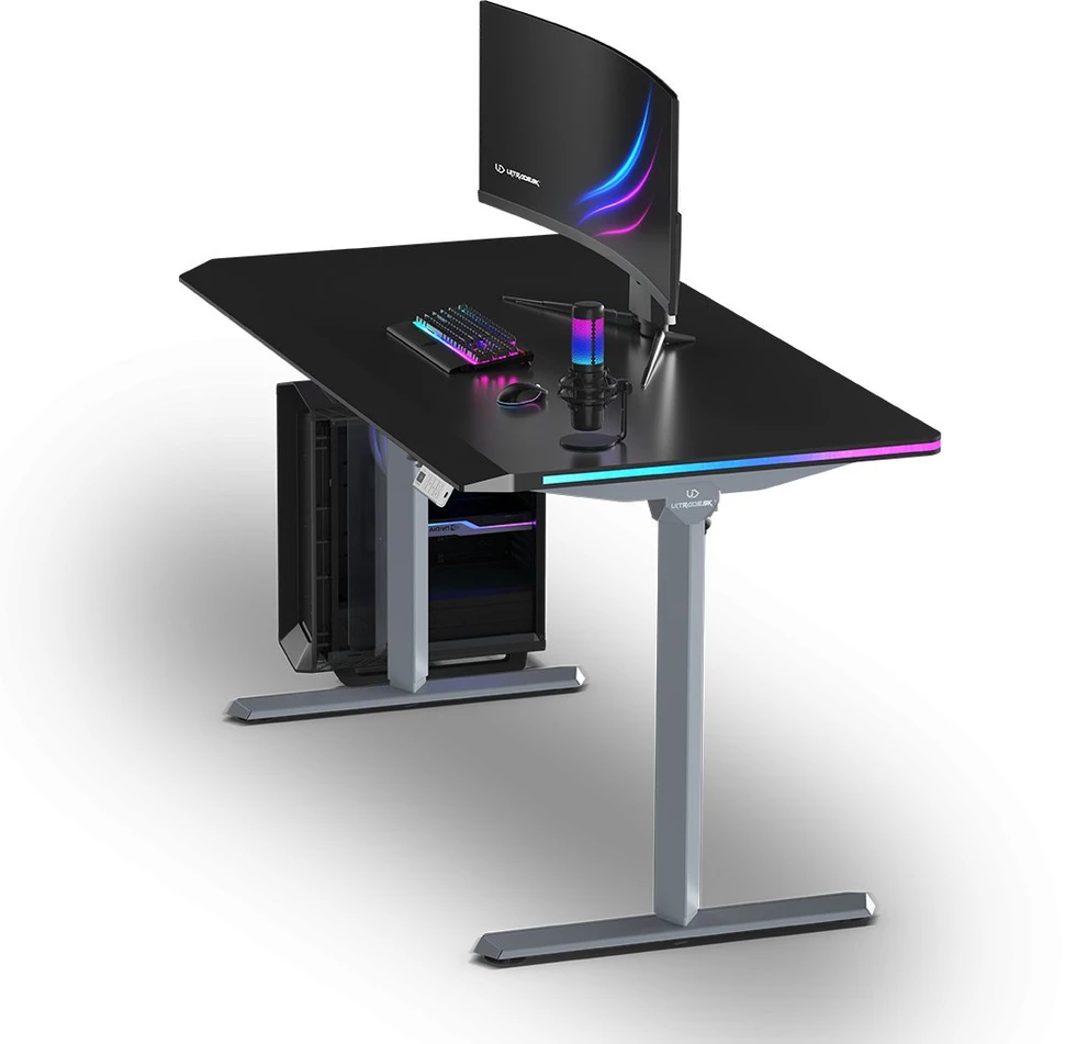 ULTRADESK QUEST žaidimų stalas, 140x70cm, 72-120cm, pilkai juodas