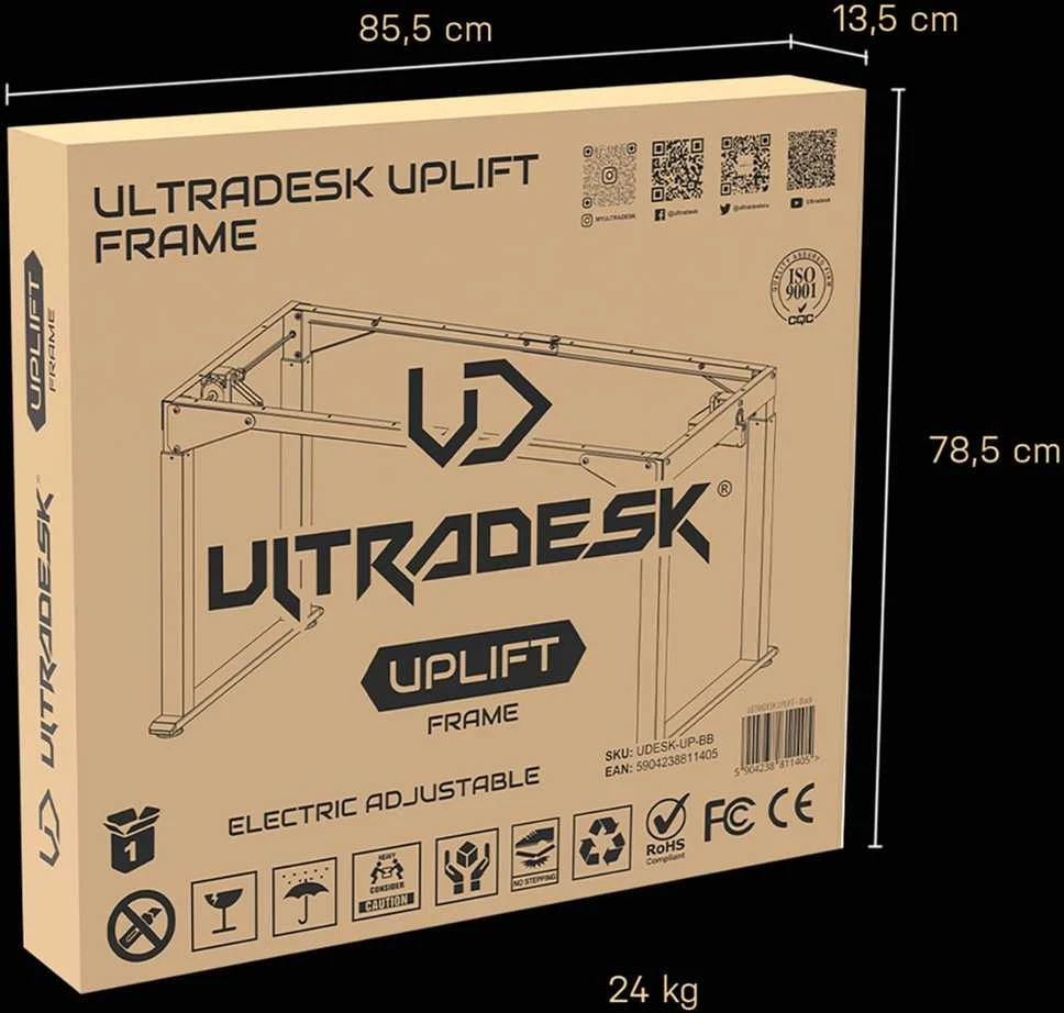 „Ultradesk UPLIFT FRAME“ elektra reguliuojamas stalo rėmas/pagrindas, juodas