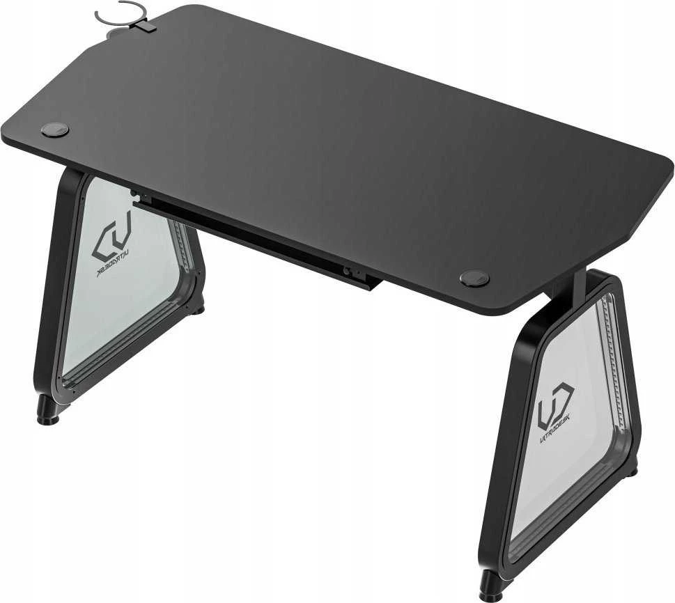 Žaidimų stalas Ultradesk Booster Gaming Desk, Glass LED RGB, Juodas