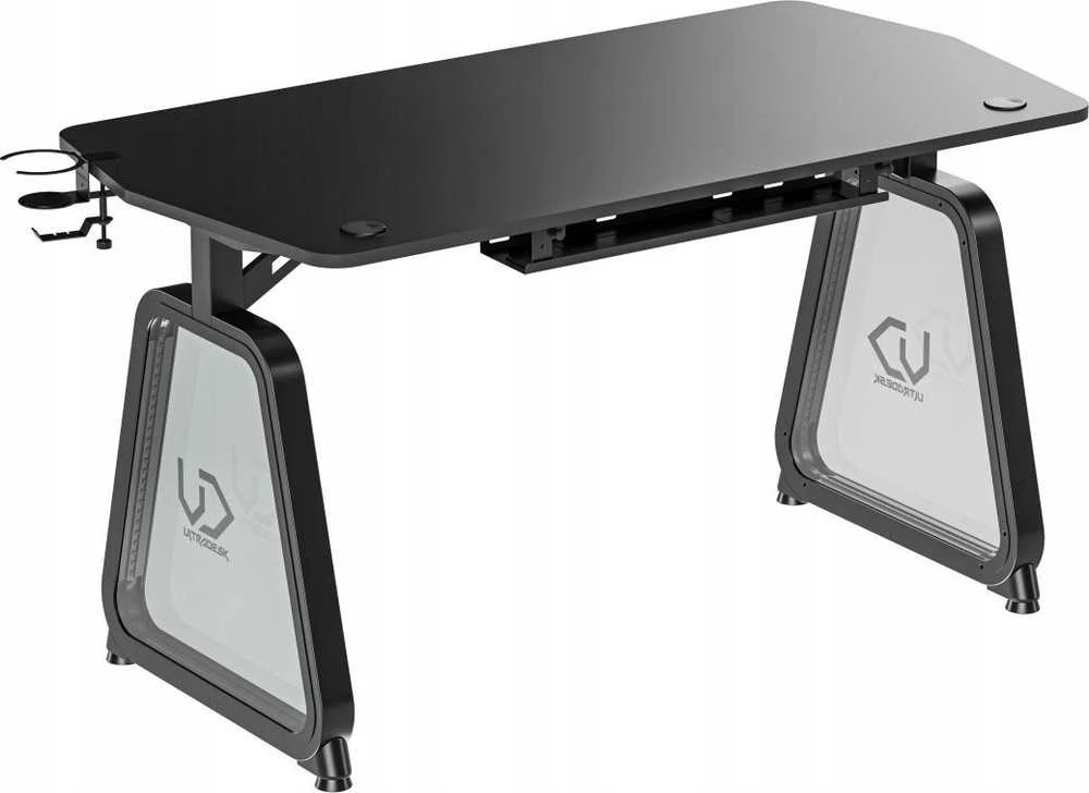 Žaidimų stalas Ultradesk Booster Gaming Desk, Glass LED RGB, Juodas