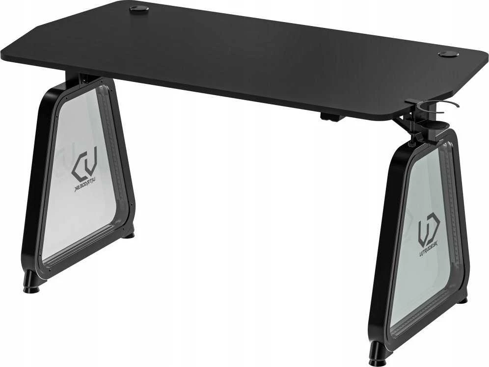 Žaidimų stalas Ultradesk Booster Gaming Desk, Glass LED RGB, Juodas