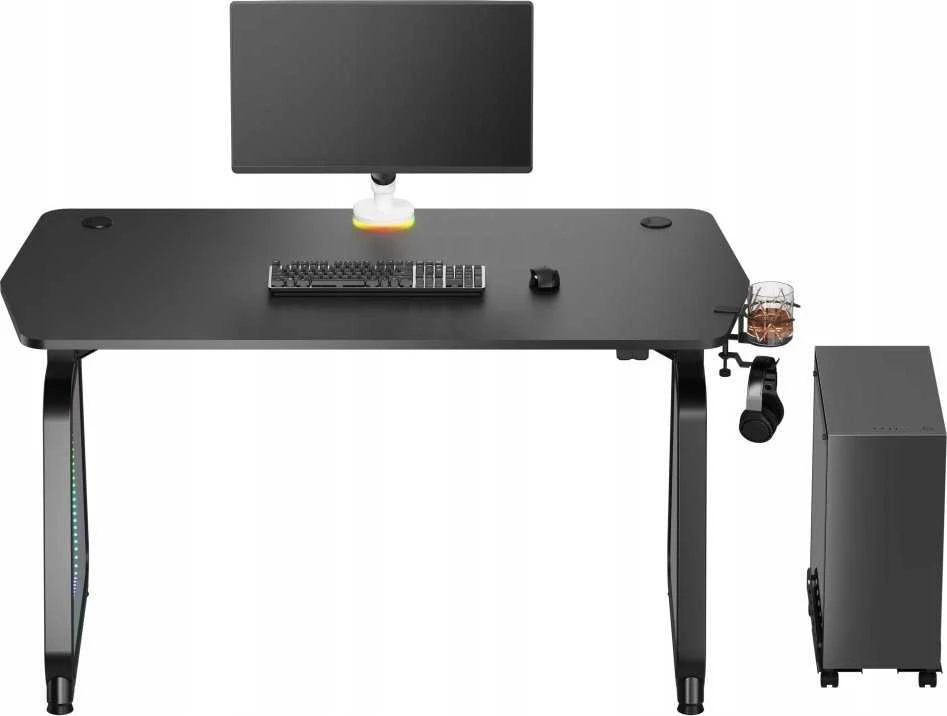Žaidimų stalas Ultradesk Booster Gaming Desk, Glass LED RGB, Juodas
