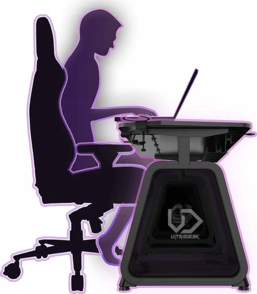 Žaidimų stalas Ultradesk Booster Gaming Desk, Glass LED RGB, Juodas