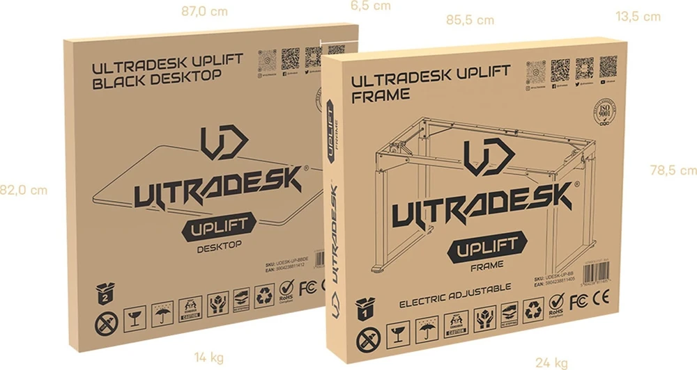ULTRADESK UPLIFT Biurko 160X75 cm, 72-118 cm, juoda-juoda