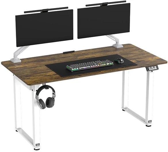 ULTRADESK UPLIFT Biurko 160x75 cm, 72-118 cm, balta ir-ruda