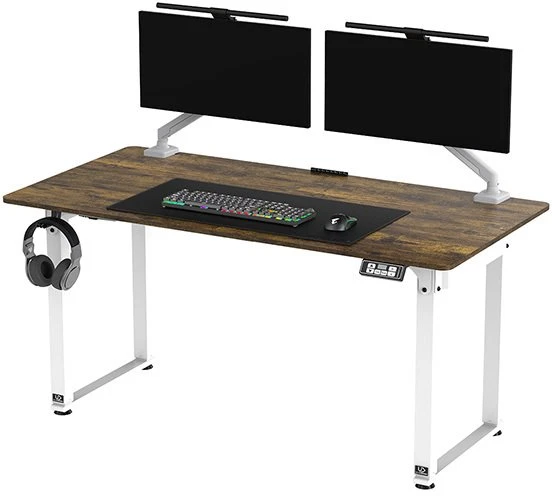 ULTRADESK UPLIFT Biurko 160x75 cm, 72-118 cm, balta ir-ruda