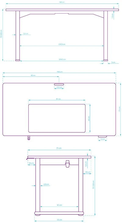 ULTRADESK UPLIFT Biurko 160x75 cm, 72-118 cm, balta ir-ruda