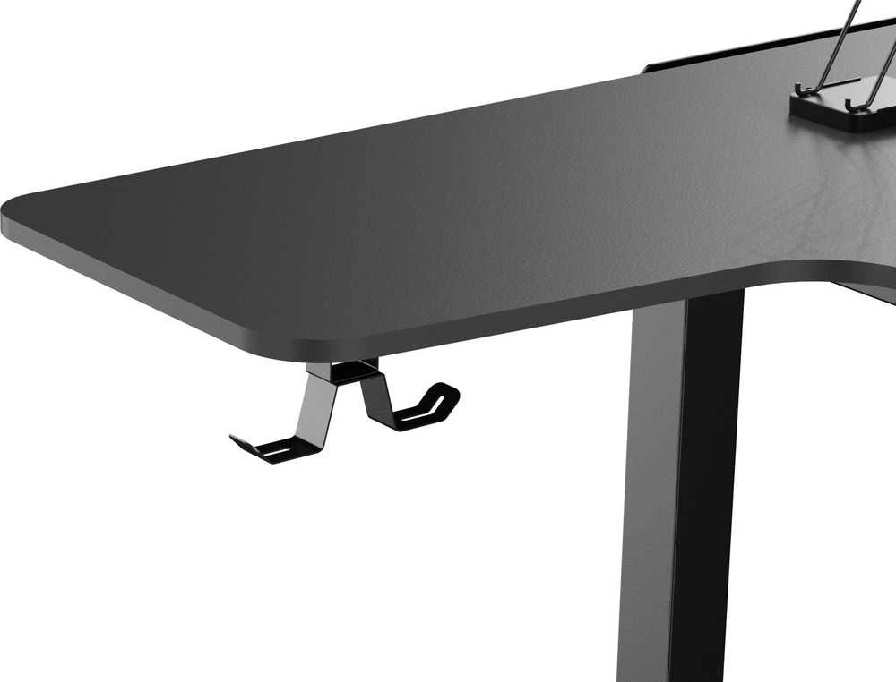 Reguliuojamo aukščio kampinis žaidimų stalas Ultradesk Winger LED RGB, Juodos spalvos