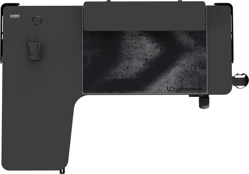 Reguliuojamo aukščio kampinis žaidimų stalas Ultradesk Winger LED RGB, Juodos spalvos