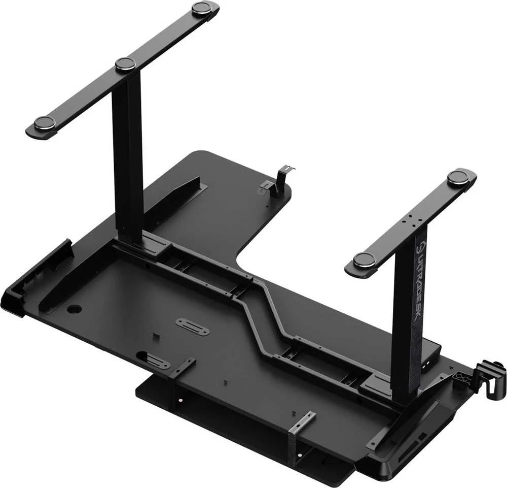 Reguliuojamo aukščio kampinis žaidimų stalas Ultradesk Winger LED RGB, Juodos spalvos