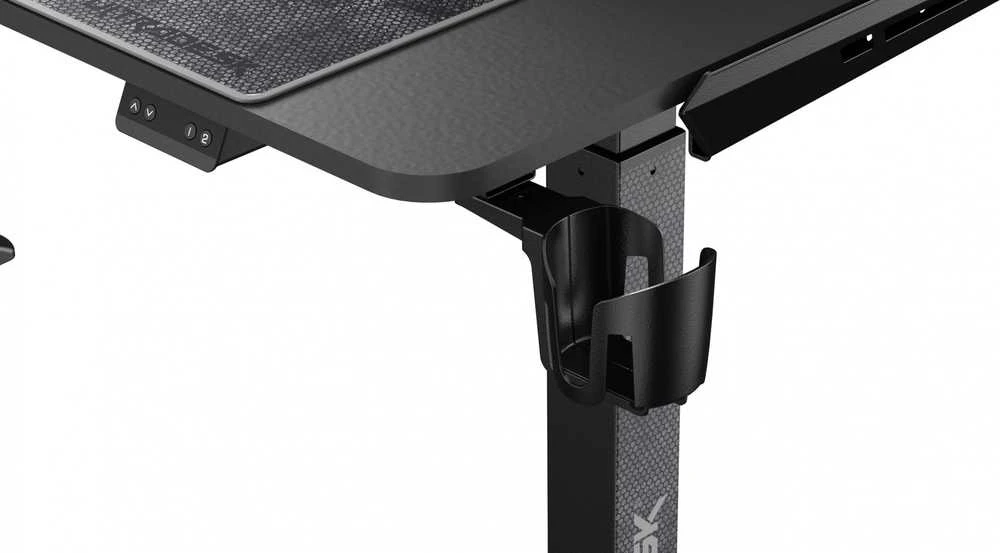Reguliuojamo aukščio kampinis žaidimų stalas Ultradesk Winger LED RGB, Juodos spalvos