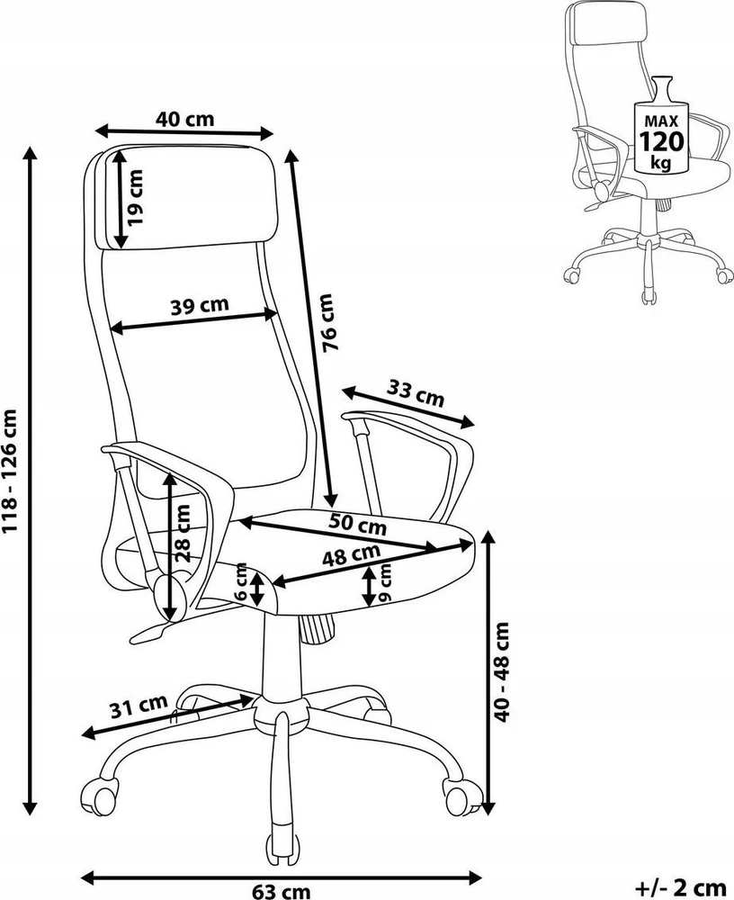 Beliani Biuro kėdė PIONEER II Juoda