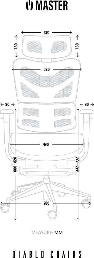Ergonominė žaidimų/biuro kėdė Diablo V-Master, Juoda
