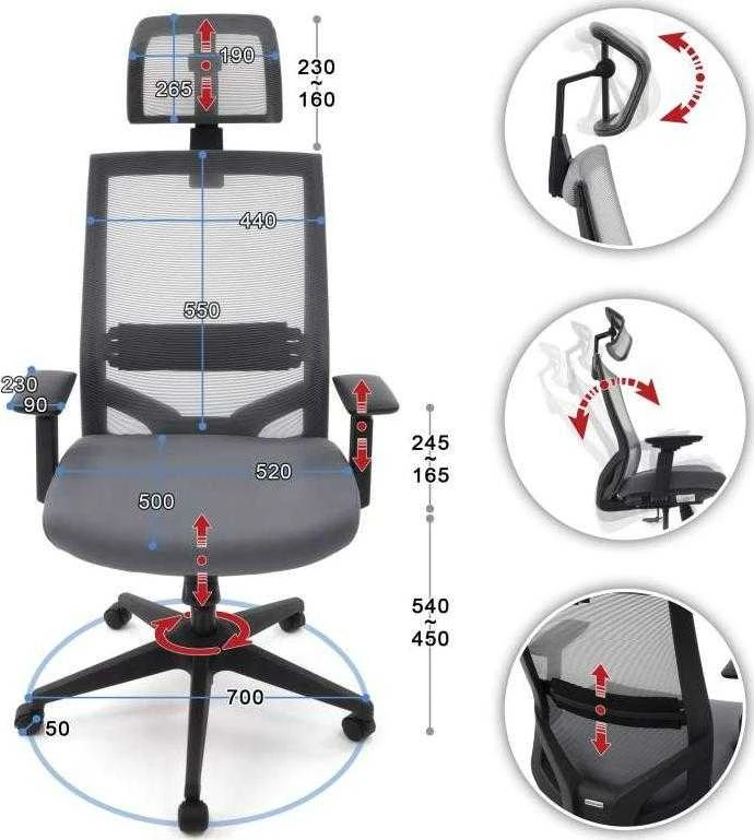 Biuro kėdė Ergosolid Nario-150 Juoda
