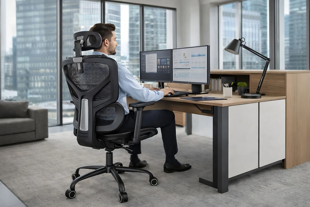 Ergonomiška biuro kėdė Mozos Ergo-V su tinkleliu