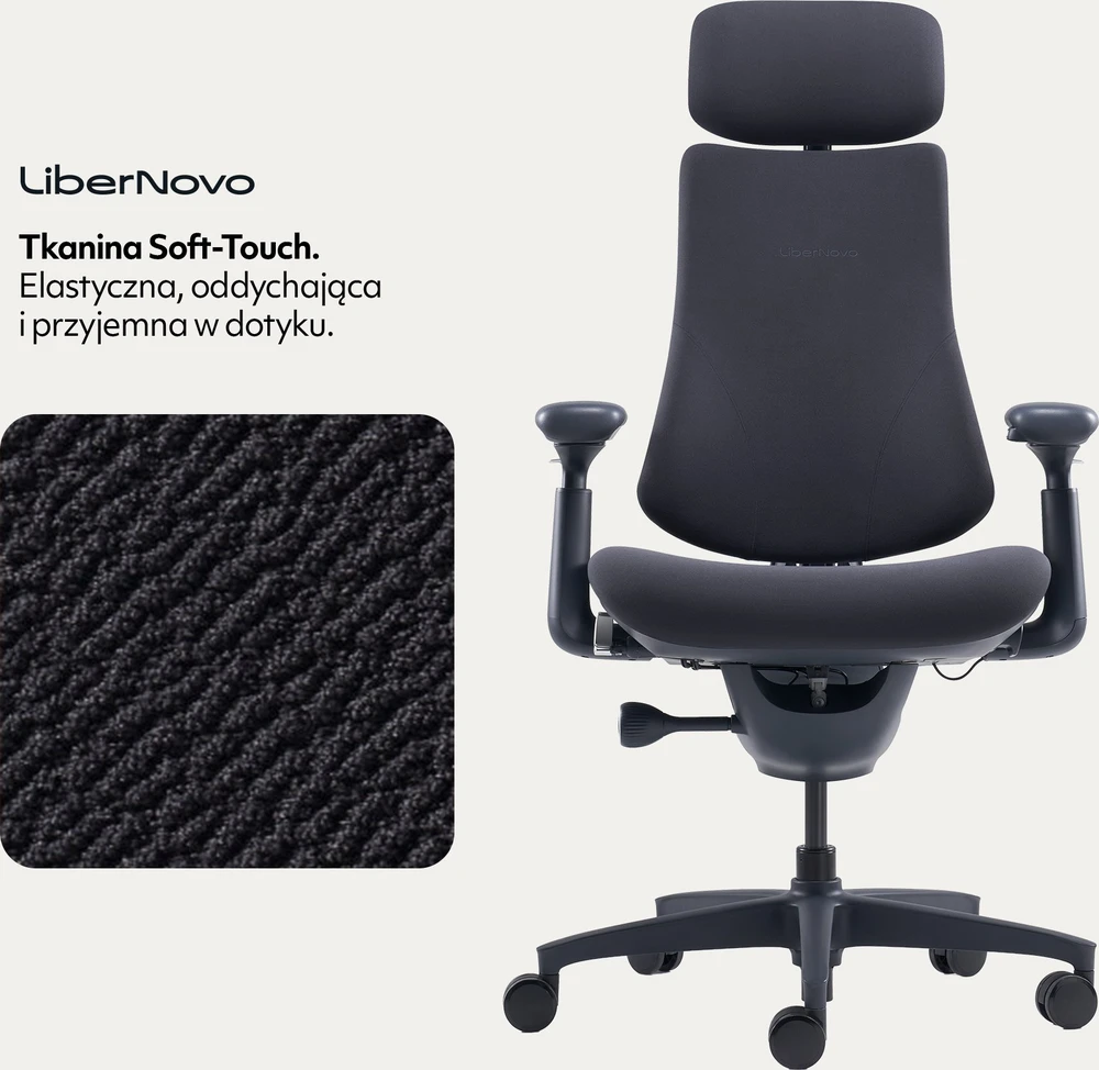 LiberNovo Omni 45 cm Ergonomic Chair (Juodas)