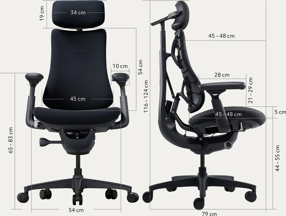 LiberNovo Omni 45 cm Ergonomic Chair (Juodas)
