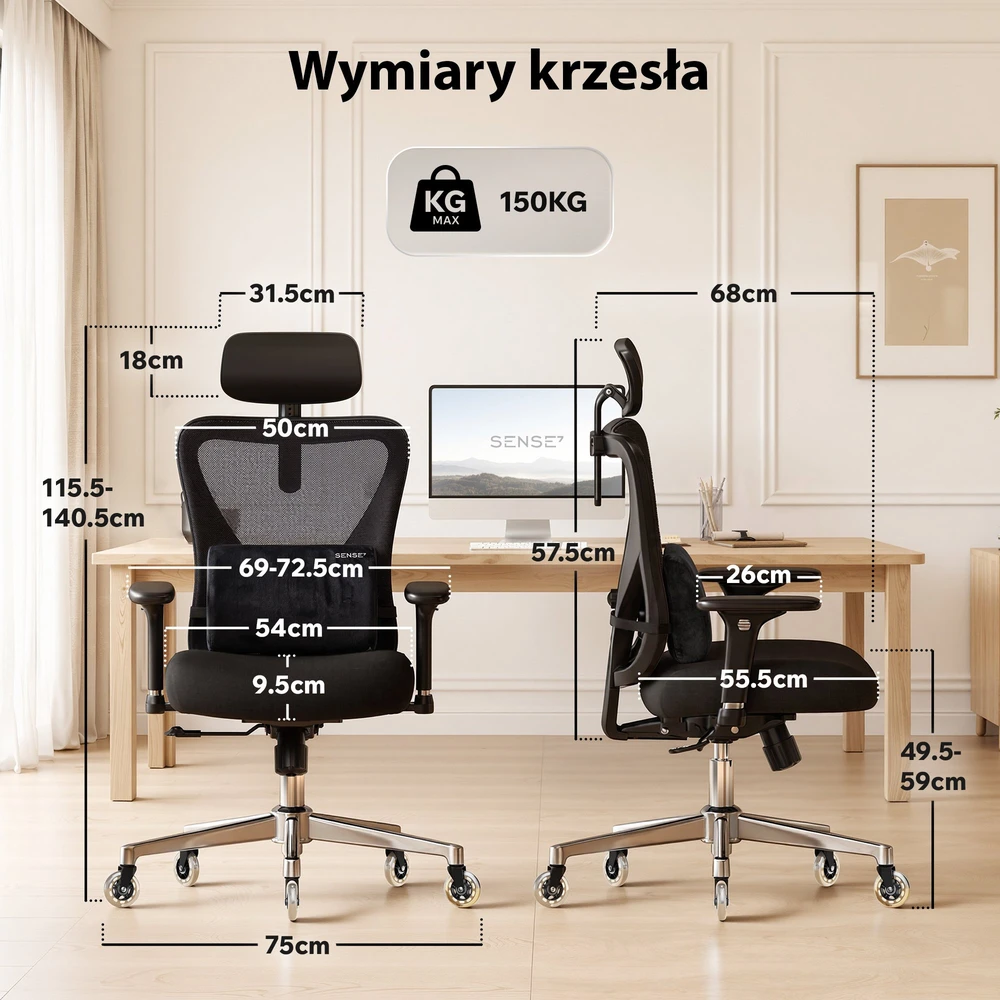 Biuro kėdė SENSE7 Kano Juoda