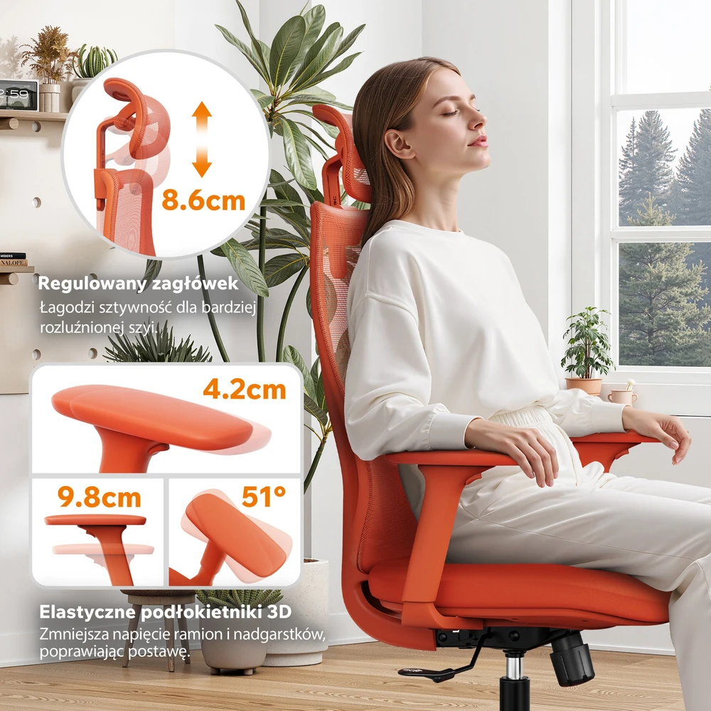 Biuro kėdė SENSE7 Moyo Oranžinė